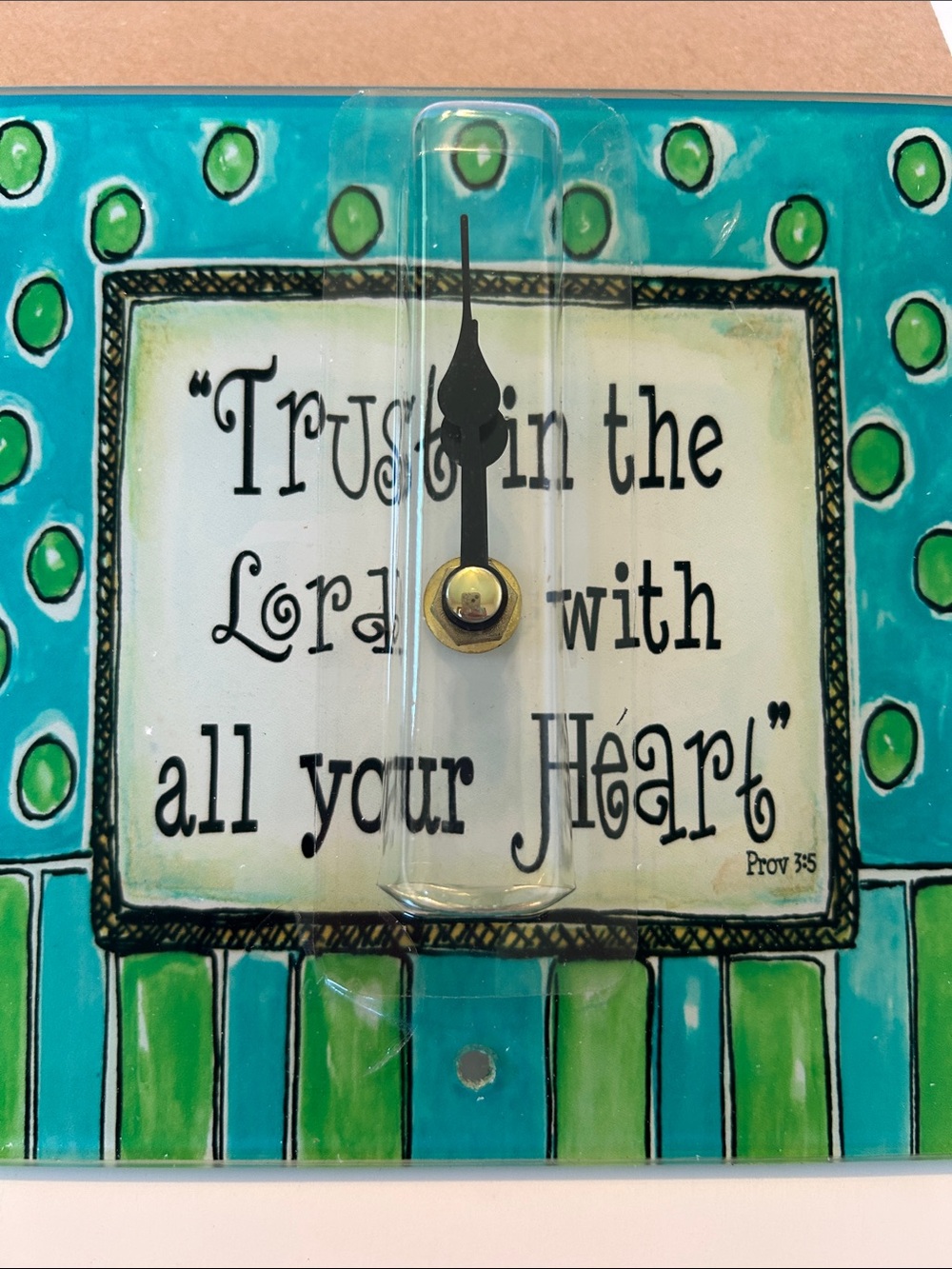 Religious Decorative Wall Clock - Teal & Green - Picture 2 of 3